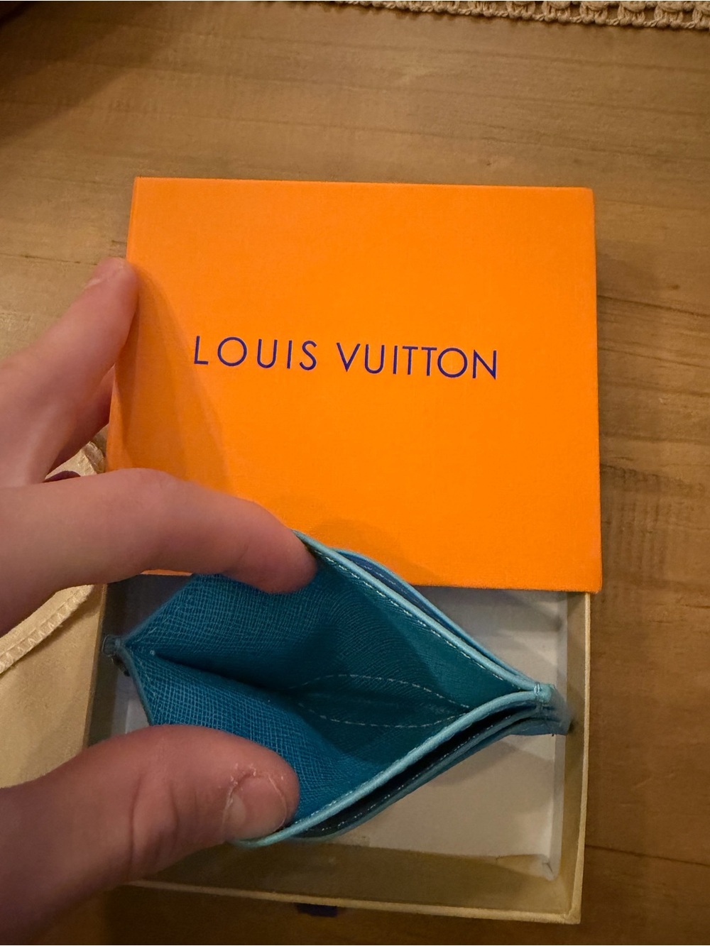 Louis Vuitton Bright Blue Monogram Card Holder with Racing Print - Picture 3 of 5